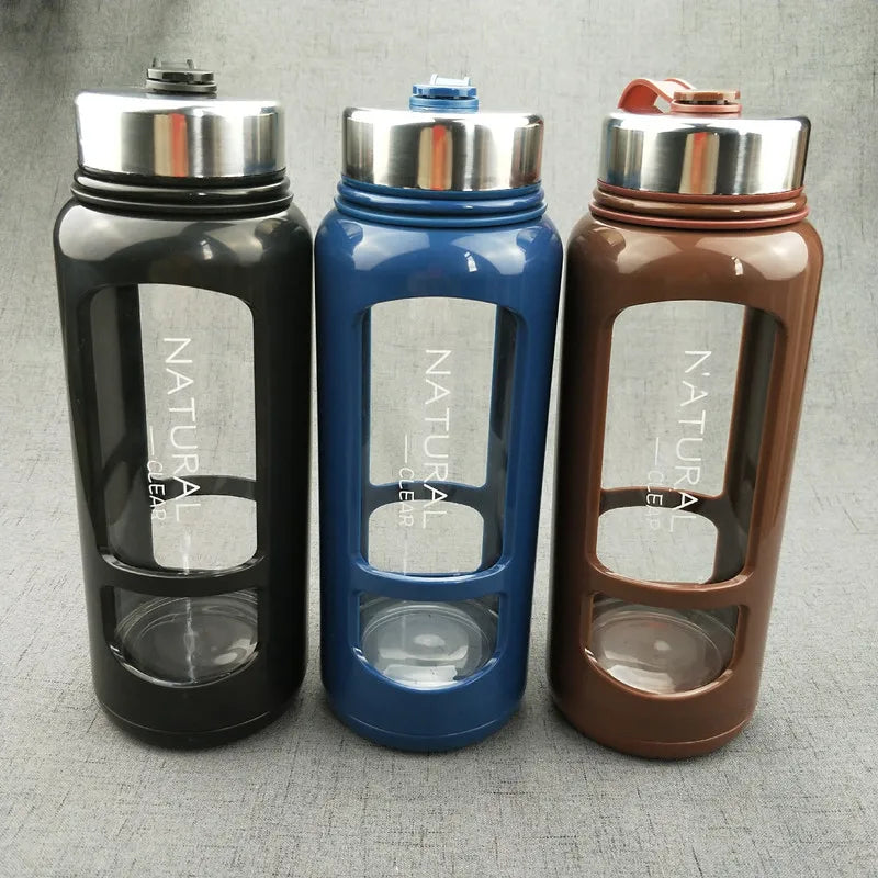 1-Liter Large-capacity Glass Water Bottle, Anti-scalding Suitable for Summer Gym and Outdoor Camping, Sturdy Sports Water Bottle