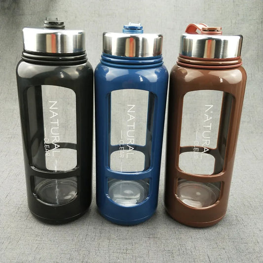 1-Liter Large-capacity Glass Water Bottle, Anti-scalding Suitable for Summer Gym and Outdoor Camping, Sturdy Sports Water Bottle