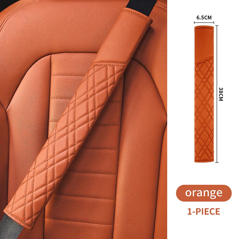 Car Seat Belt Pads Universal Nappa Leather Car Seat Shoulder Strap Pad Cushion Cover Car Belt Protector Safety Belt Cover