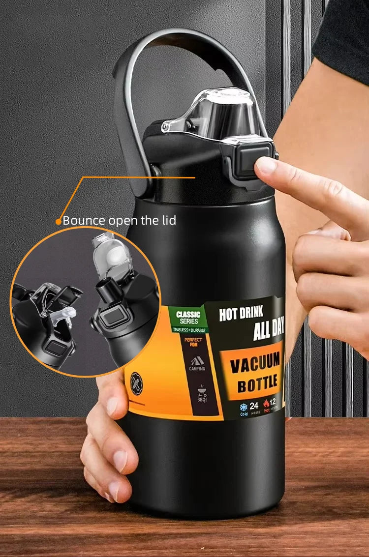 304 Stainless Steel Vacuum Tumbler with Straw Hot Cold Sports Water Bottle Outdoor Thermos
