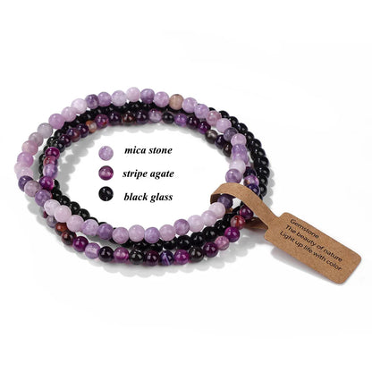 3pcs/Set Natural Stone Beaded Bracelet 4mm Lapis Lazuli Agat Bead Bracelets Couple Yoga Mini Bracelet for Men Women Jewelry Gift