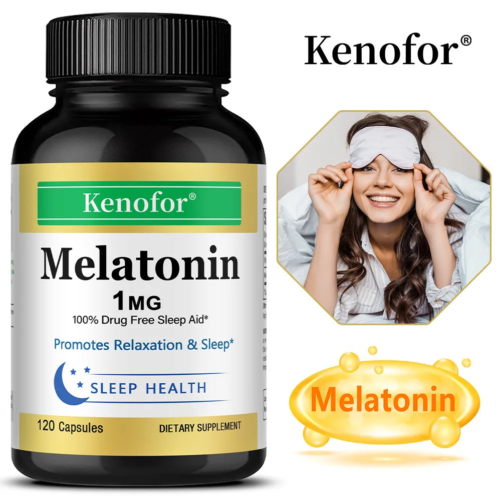 Melatonin Capsules 1 Mg - Promotes Relaxation and Sleep Health, Relieves Stress, Improves Insomnia, and Promotes Deep Sleep