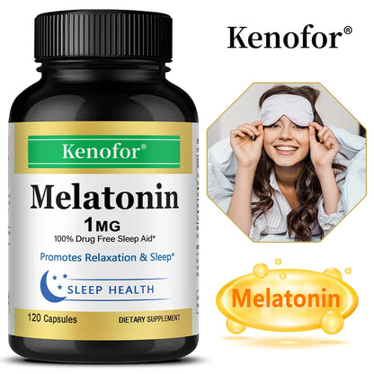Melatonin Capsules 1 Mg - Promotes Relaxation and Sleep Health, Relieves Stress, Improves Insomnia, and Promotes Deep Sleep