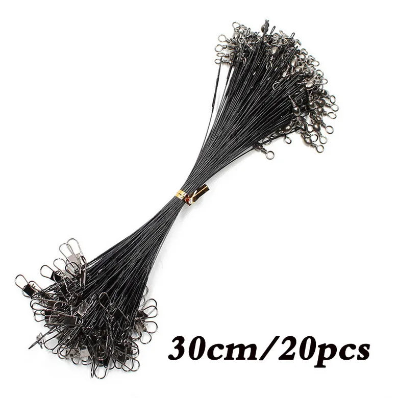 Anti Bite Steel Fishing Line Steel Wire Leader With Swivel Fishing Accessory Lead Core Leash Fishing Wire 15cm 20cm  30cm
