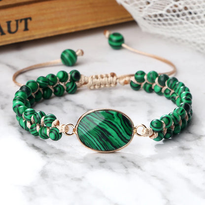 Fashion Green Malachite Bracelets Bangles For Women Men Natural Stone Charm Bracelet Buddhist beads Bracelet Energy Yoga Jewelry