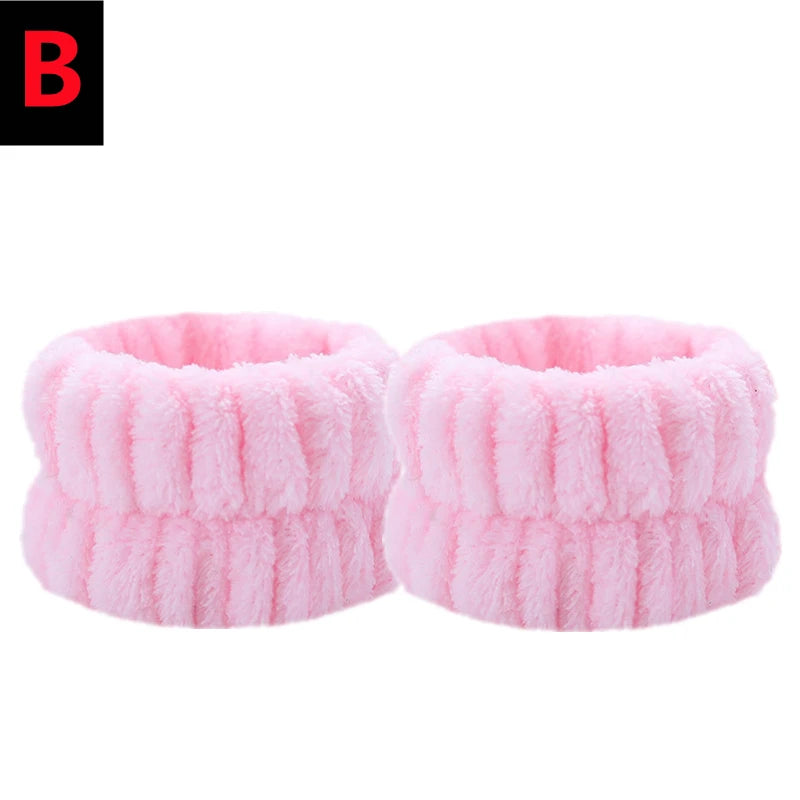 2PCS Reusable Spa Wrist Washband Soft Microfiber Towel Wristbands For Washing Face Women Girl Yoga Running Sport Wrist Sweatband