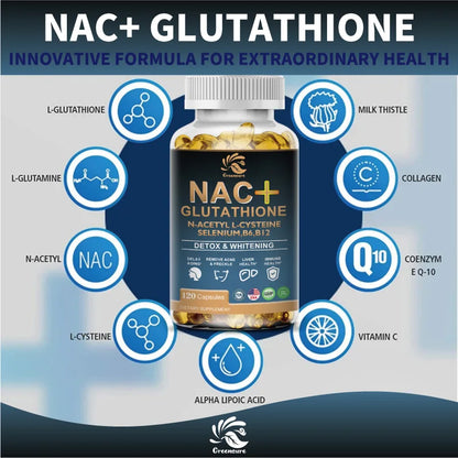 NAC Glutathione Capsules N-Acetyl Cysteine 1200 mg Support for Liver, Lung | Amino Acid, Increases Glutathione