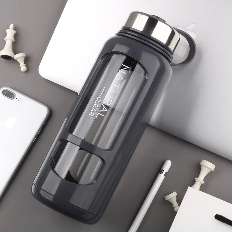 1-Liter Large-capacity Glass Water Bottle, Anti-scalding Suitable for Summer Gym and Outdoor Camping, Sturdy Sports Water Bottle