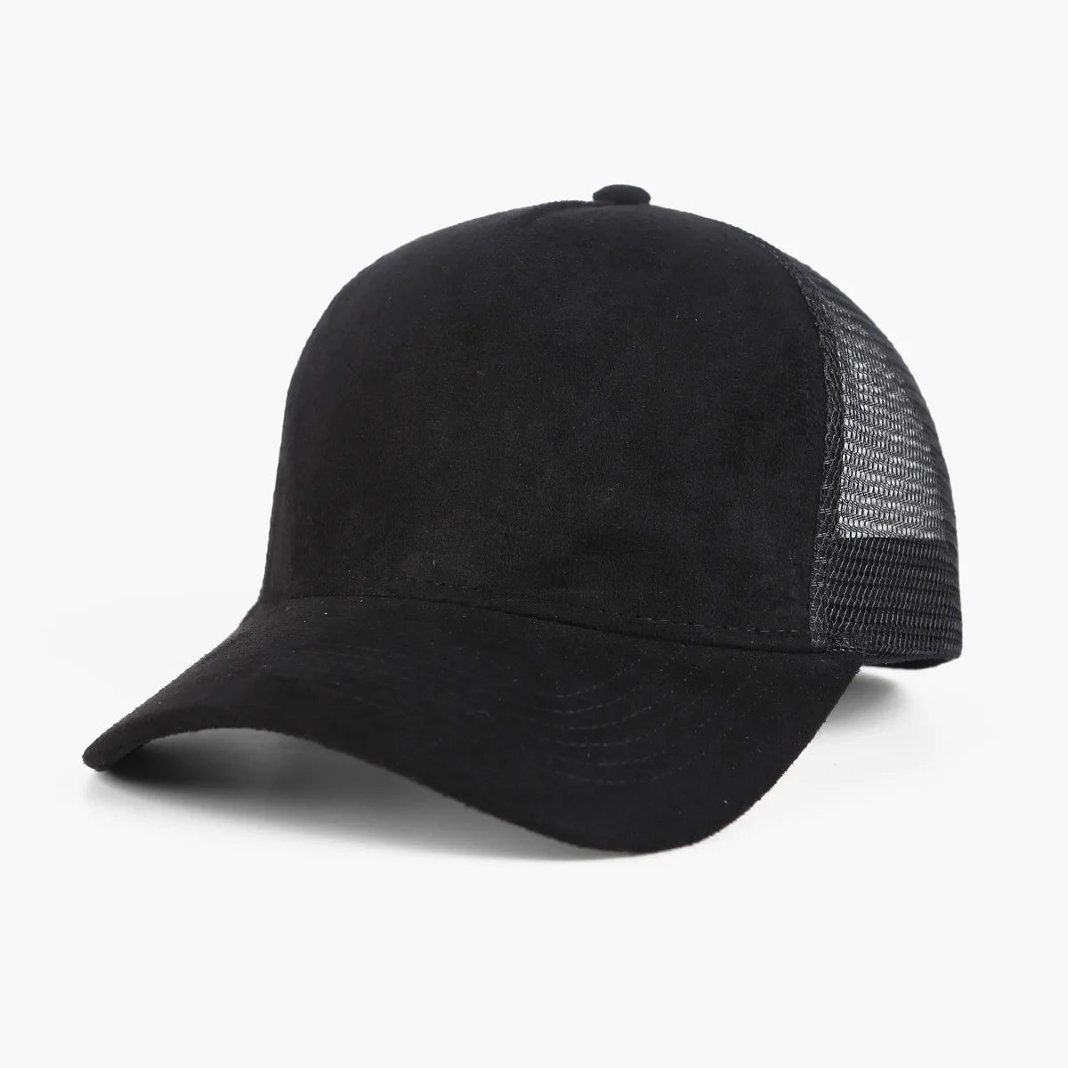 Outdoor 5 panel Suede Trucker Hat Custom Logo Breathable Mesh Solid Color Gorros Sports Cap