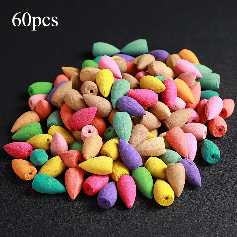 30/60/100pcs Waterfall Backflow Incense Cones Lavender Jasmine Sage Mix Scent for Incense Burner Yoga Meditation Home Fragrance