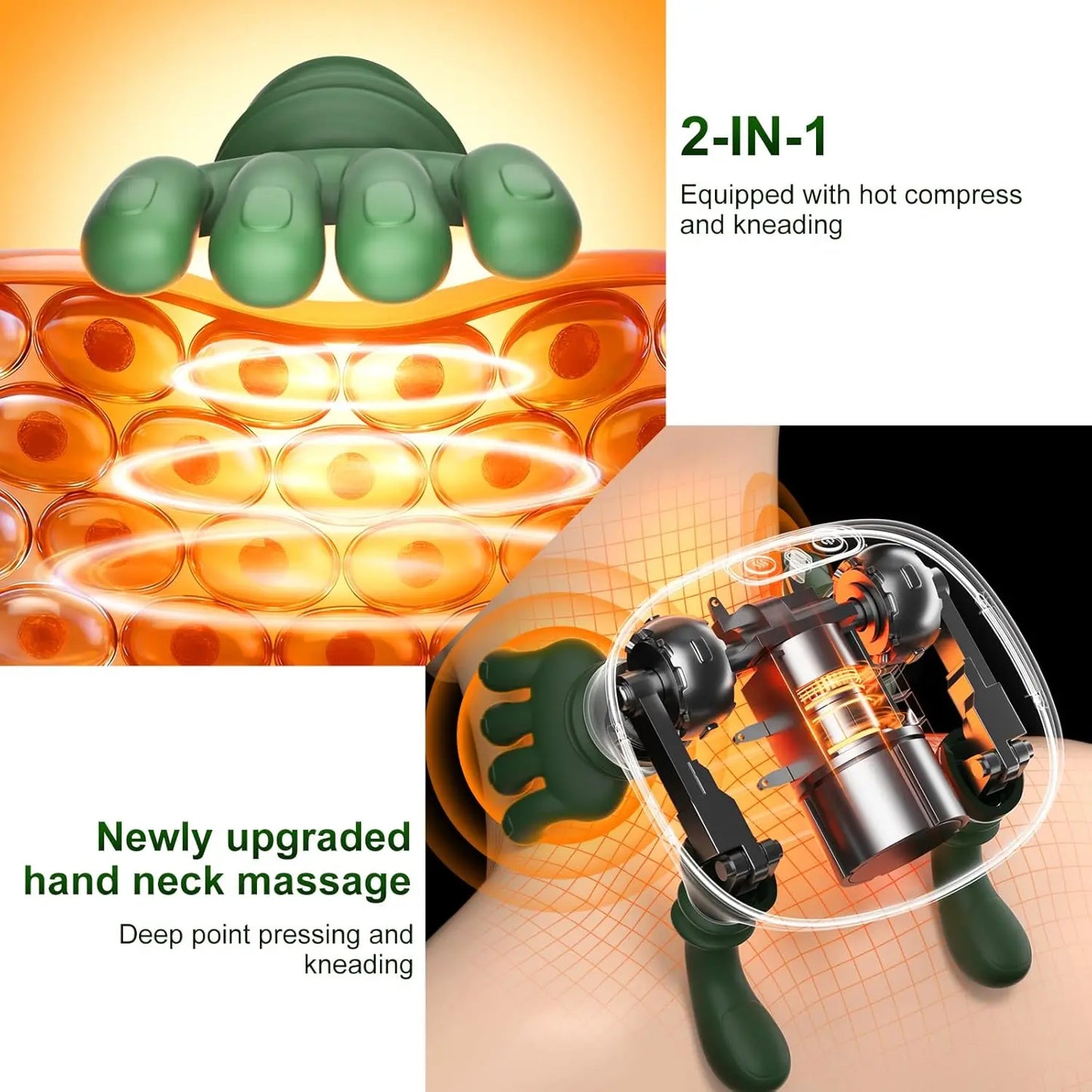 Wireless Neck And Back Massager with Heat 4D Kneading Shiatsu Deep Tissue for Shoulder Cervical  Trapezius Kneading Massage
