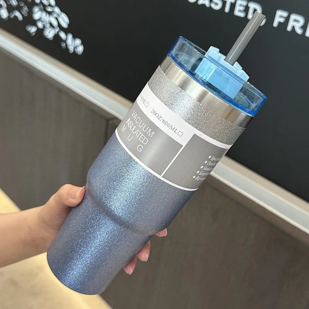 30oz 890ML Stainless Steel Vacuum Tumbler With Straw Leakproof Thermal Car Mug Outdoor Sports Water Bottle