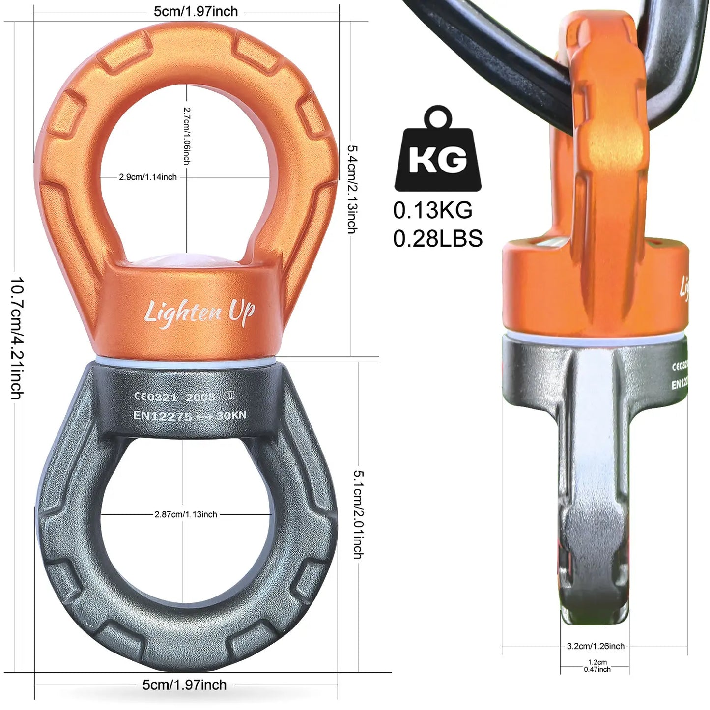 35KN Swing Swivel Aluminum Alloy Rotating Ring Aerial Yoga Hammock Rotating Connector Outdoor Rock Climbing Bearing Swivel