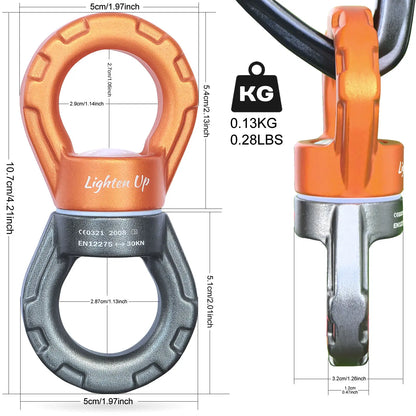 35KN Swing Swivel Aluminum Alloy Rotating Ring Aerial Yoga Hammock Rotating Connector Outdoor Rock Climbing Bearing Swivel