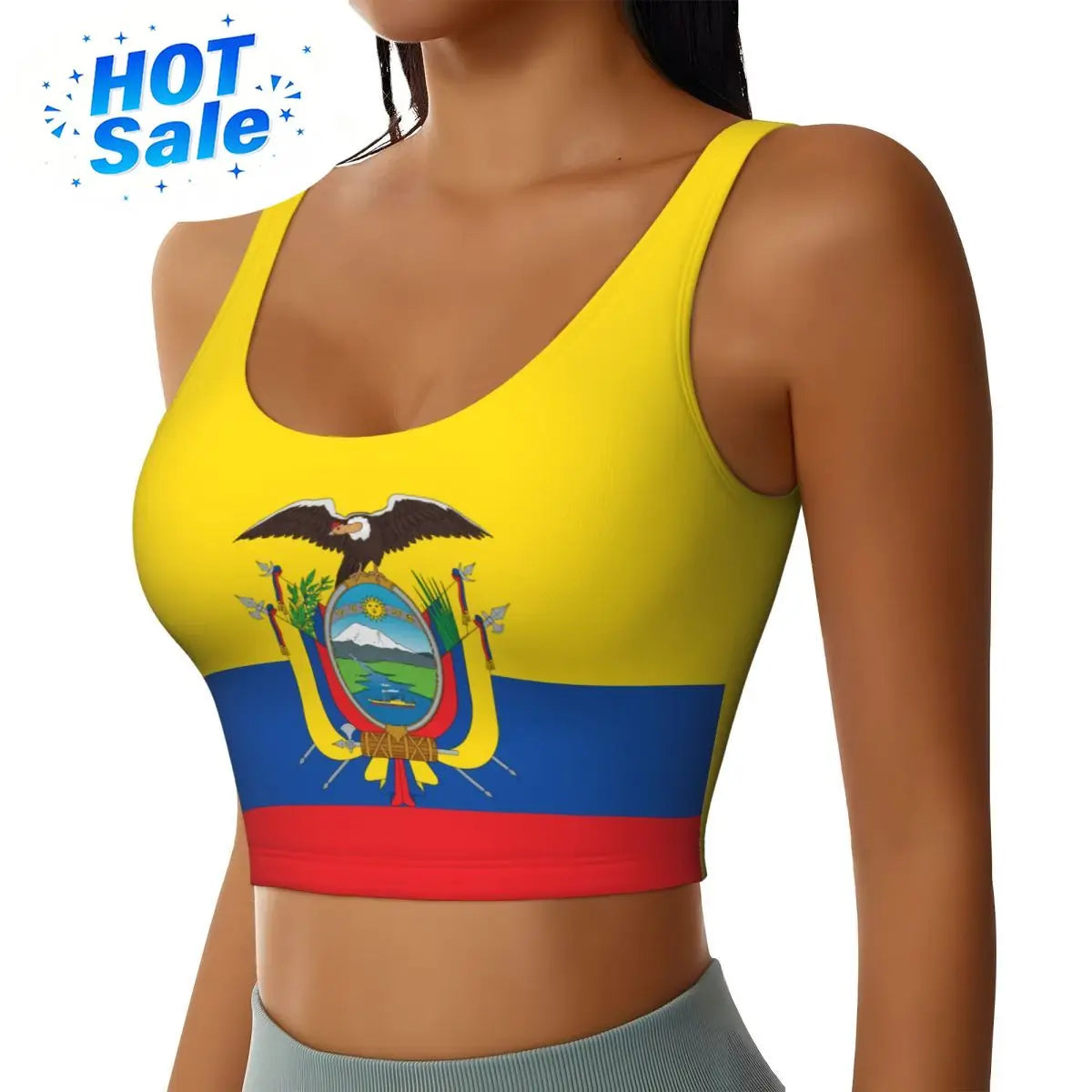 2026 Ecuador Flag Print Women Activities Sports Vest Yoga Vest Workout Vest for Women Lightweight Trendy