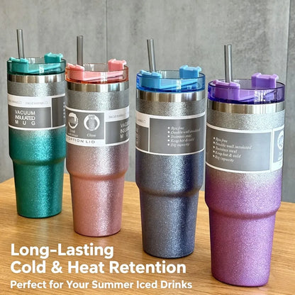 30oz 890ML Stainless Steel Vacuum Tumbler With Straw Leakproof Thermal Car Mug Outdoor Sports Water Bottle
