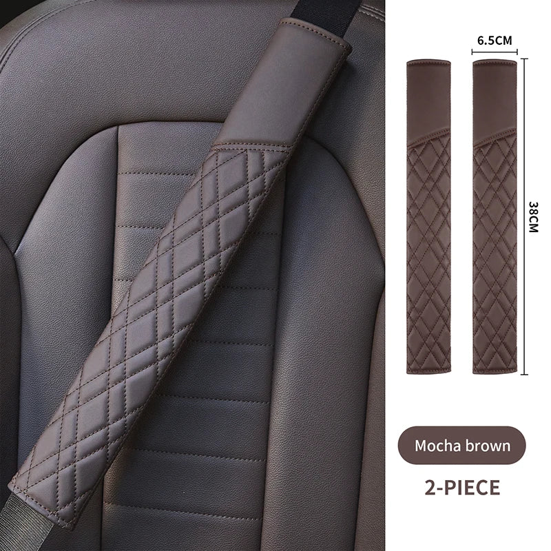 Car Seat Belt Pads Universal Nappa Leather Car Seat Shoulder Strap Pad Cushion Cover Car Belt Protector Safety Belt Cover