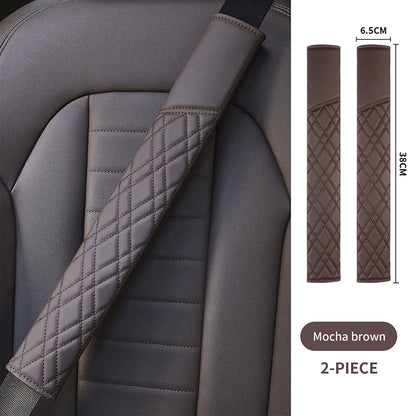 Car Seat Belt Pads Universal Nappa Leather Car Seat Shoulder Strap Pad Cushion Cover Car Belt Protector Safety Belt Cover