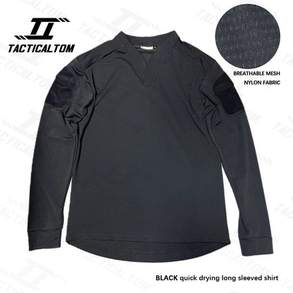 Tactical Tom vs. Quick Drying T-shirt, Long Sleeve Combat Jacket, V-neck Soft and Comfortable Outdoor Sportswear