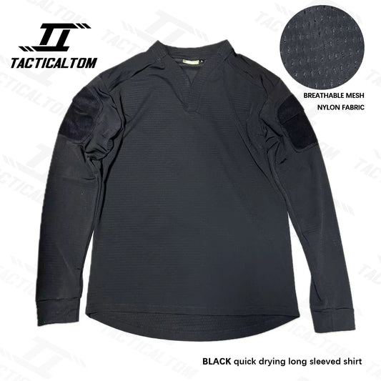 Tactical Tom vs. Quick Drying T-shirt, Long Sleeve Combat Jacket, V-neck Soft and Comfortable Outdoor Sportswear