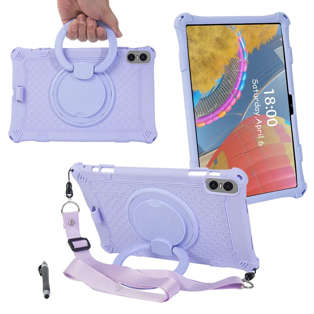 360 Rotating Case For Teclast T60 12" P50 T50 Pro 11" M50 Pro 10.1" Soft Silicone Stand Cover With Handle Grip Shoulder Strap