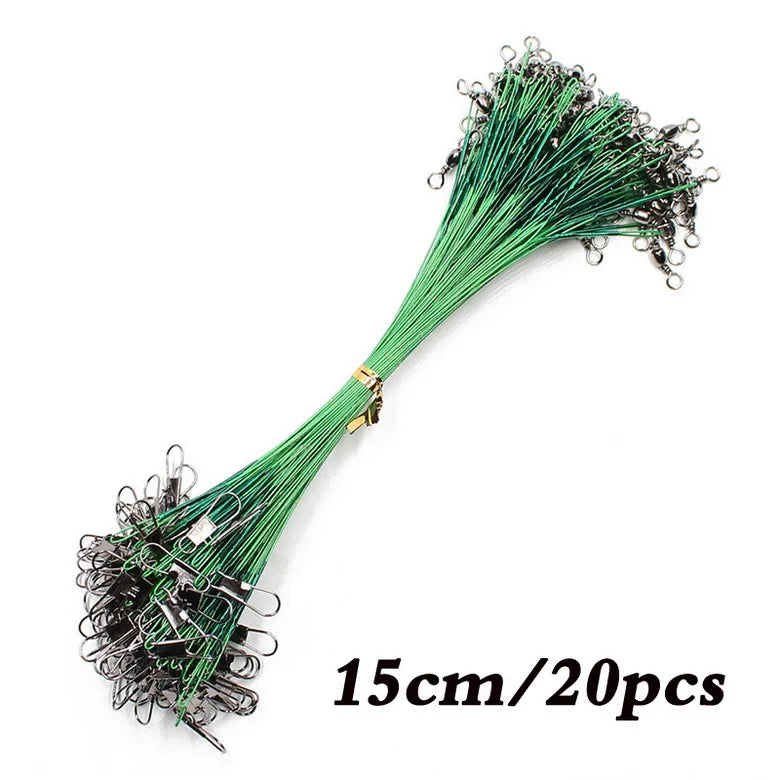 Anti Bite Steel Fishing Line Steel Wire Leader With Swivel Fishing Accessory Lead Core Leash Fishing Wire 15cm 20cm  30cm