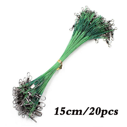 Anti Bite Steel Fishing Line Steel Wire Leader With Swivel Fishing Accessory Lead Core Leash Fishing Wire 15cm 20cm  30cm