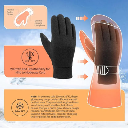 Touchscreen Thermal Gloves – Fleece-Lined Warm Gloves for Running, Hiking & Winter