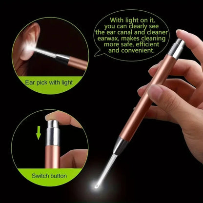 Stainless Steel Luminous Ear Scoop with Light Visual Ear Cleaner Handy Ear Picking Tool