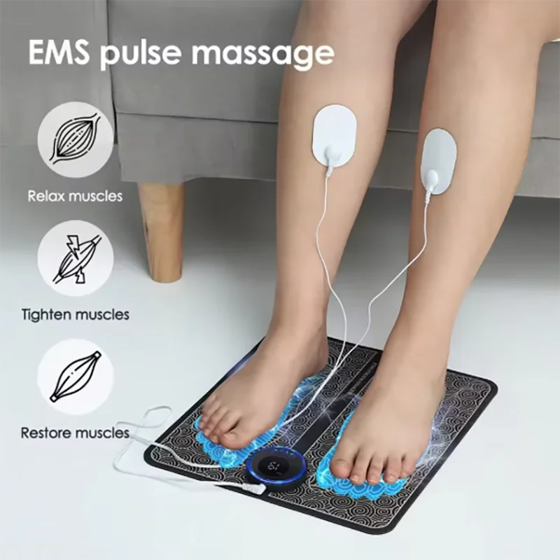 Electric EMS Foot Massager With Gel Pad Portable EMS Muscle Stimulation Massage Mat Improve Blood Circulation Relief Pain Relax