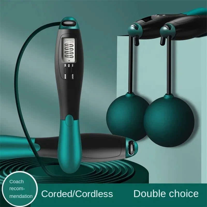 LCD Digital Jump Rope with Smart Counter, Adjustable Cordless/Corded Skipping Rope for Home Gym, Cardio, Boxing & Crossfit Train