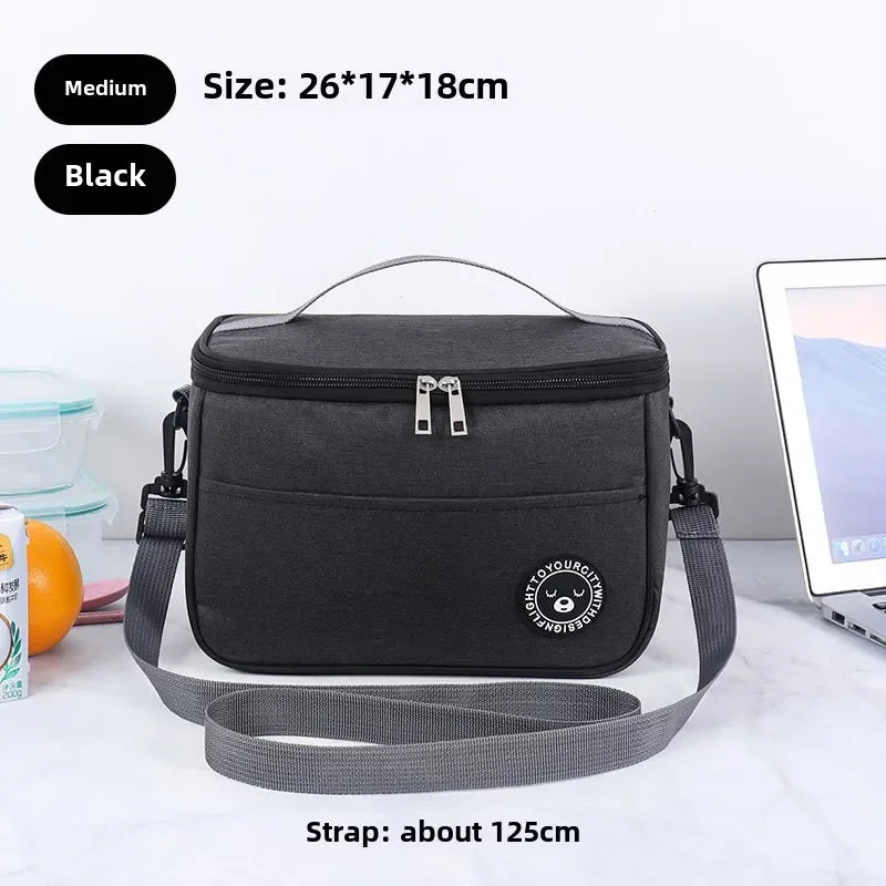 Portable Lunch Bag Food Thermal Box Waterproof Office Cooler Lunchbox With Shoulder Strap Insulated Case Essential for picnics