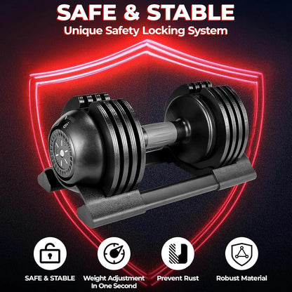 Adjustable Dumbbells 10/20/24 kg with 5 Weight Levels, Dumbbells Set with Weight Plates, Adjustable Dumbbells, Variable Weights