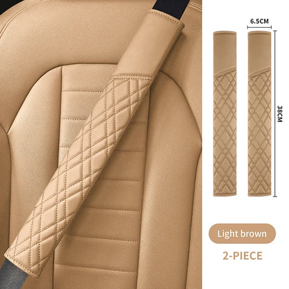 Car Seat Belt Pads Universal Nappa Leather Car Seat Shoulder Strap Pad Cushion Cover Car Belt Protector Safety Belt Cover