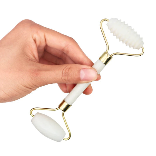 1pc Natural White Jade Roller Massager for Face Body Back Foot Massage Roller Facial Liftting Anti-wrinkle Double-end