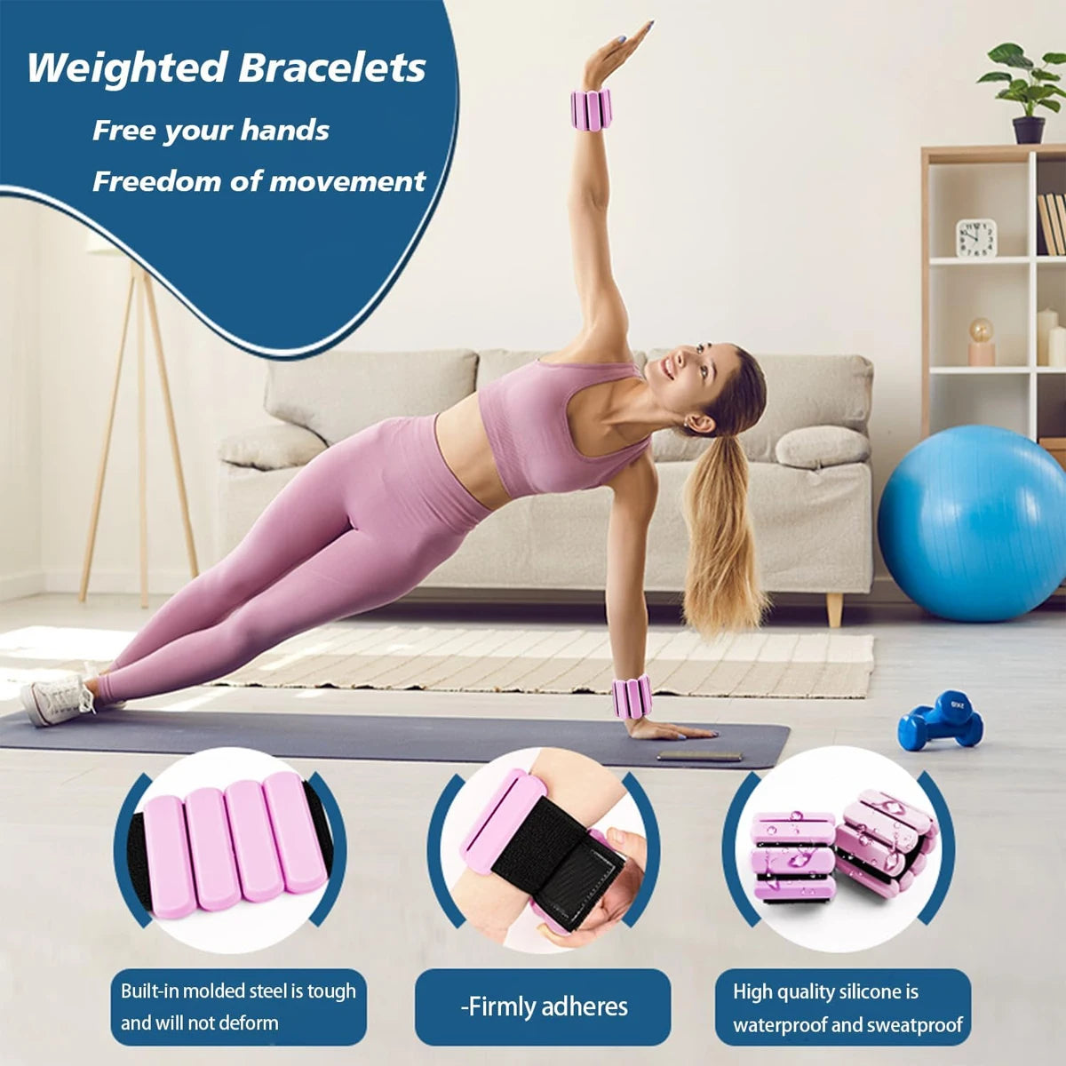 1lb Adjustable Wrist Ankle Weights Invisible Silicone Weighted Bracelets for Men Women Yoga Pilates Gym Walking FitnessEquipment