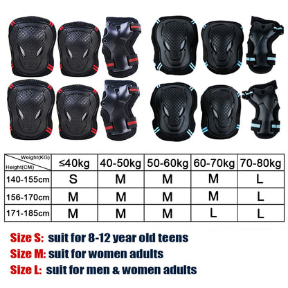 6PCS Kids Teens Adults Knee Pads Elbow Pads Wrist Guards Safety Protective Gear Set for Skateboard Cycling Riding Roller Skating