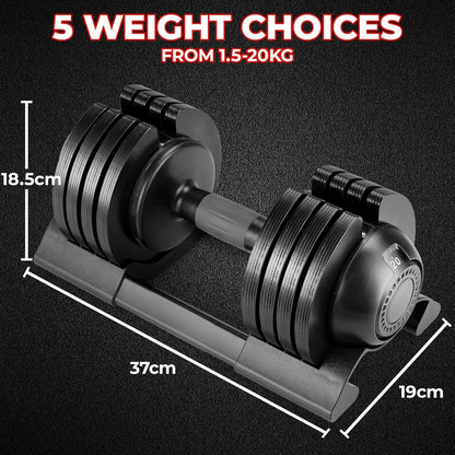 Adjustable Dumbbells 10/20/24 kg with 5 Weight Levels, Dumbbells Set with Weight Plates, Adjustable Dumbbells, Variable Weights
