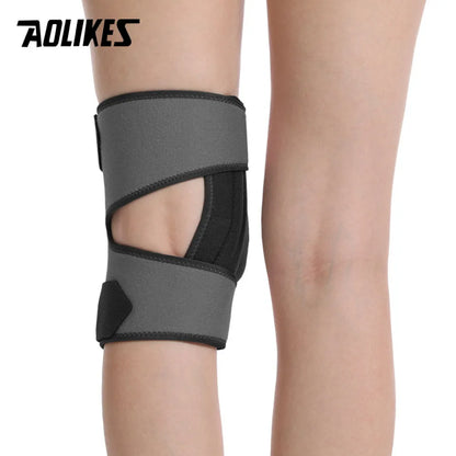 AOLIKES 1PCS Sports Knee Pads Four Springs Support Breathable Knee Brace with Side Stabilizers Patella Protector Gel Pads