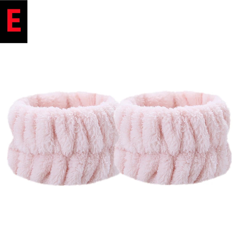 2PCS Reusable Spa Wrist Washband Soft Microfiber Towel Wristbands For Washing Face Women Girl Yoga Running Sport Wrist Sweatband