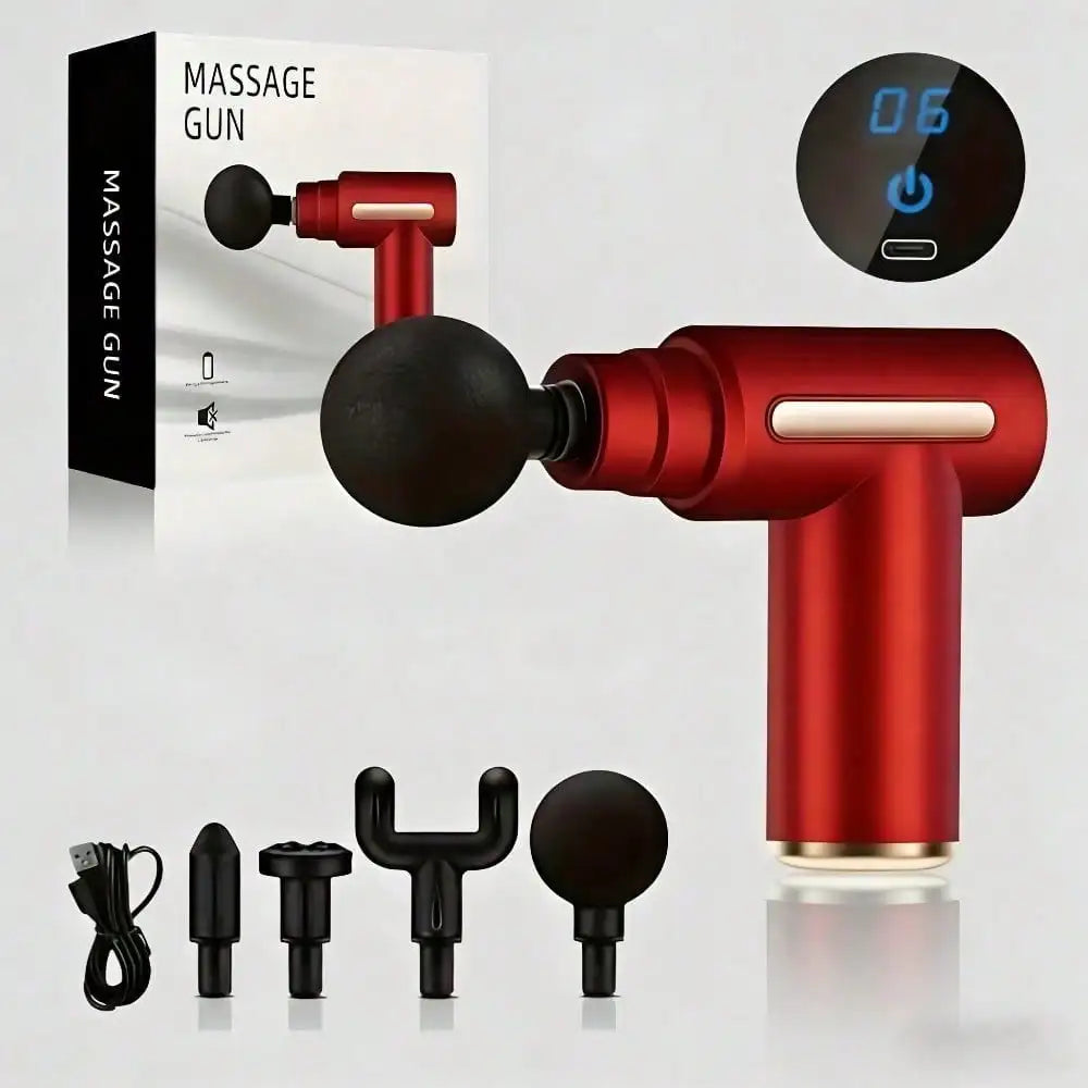 Electric Fascia Massage Gun, Portable Muscle Massager With LED Touch Screen And 4 Massage Heads, Mini Handheld Ultra-Silent Brushless Motor For Sports And Fitness