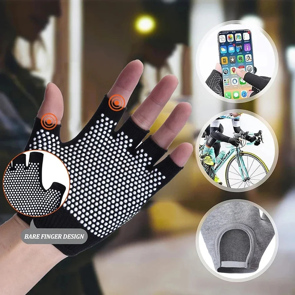 Breathable Cycling Gloves Women Fitness Gloves Gym Weightlifting Yoga Bodybuilding Training Non-slip Sports Half Finger Gloves