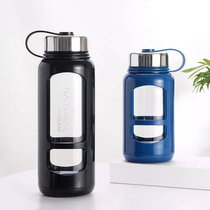 1-Liter Large-capacity Glass Water Bottle, Anti-scalding Suitable for Summer Gym and Outdoor Camping, Sturdy Sports Water Bottle