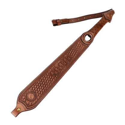 Tourbon Leather Rifle Sling Non-Slip Brown Gun Shoulder Strap Length Adjustable 92cm Shooting Hunting Accessories