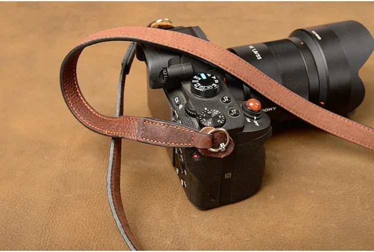 Genuine Leather Camera Strap Belt Handmade Shoulder Strap black color