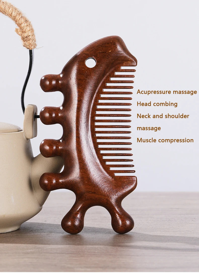 Wooden massage comb, scalp massage tools, relaxing seven-tooth whale comb, body massage equipment