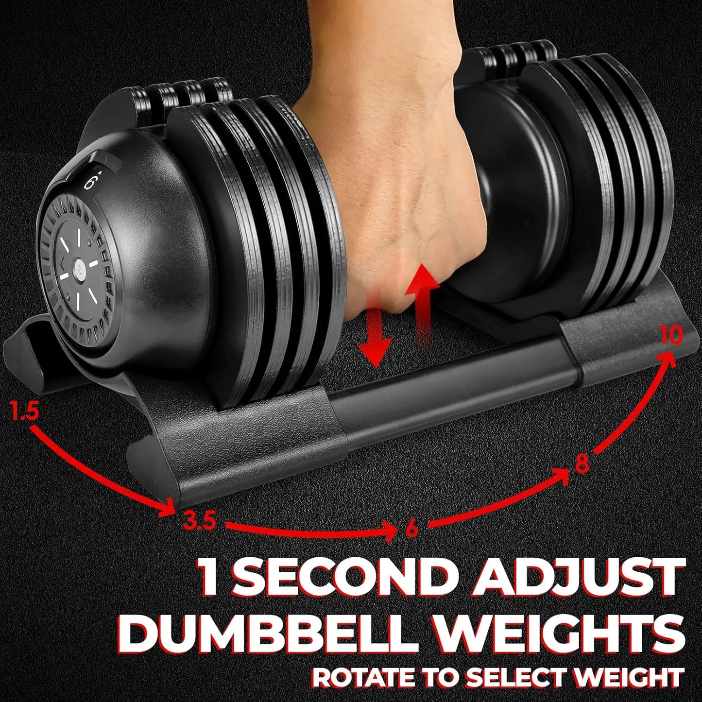 Adjustable Dumbbells 10/20/24 kg with 5 Weight Levels, Dumbbells Set with Weight Plates, Adjustable Dumbbells, Variable Weights