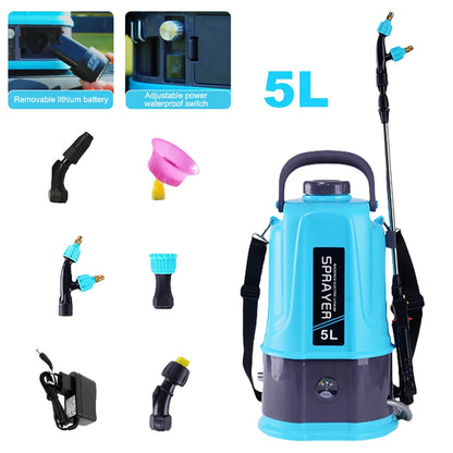 5L Electric Backpack Sprayer with 5 Mist Nozzle Garden Sprayer with Adjustable Shoulder Strap Water Sprayer for Yard Lawn Garden