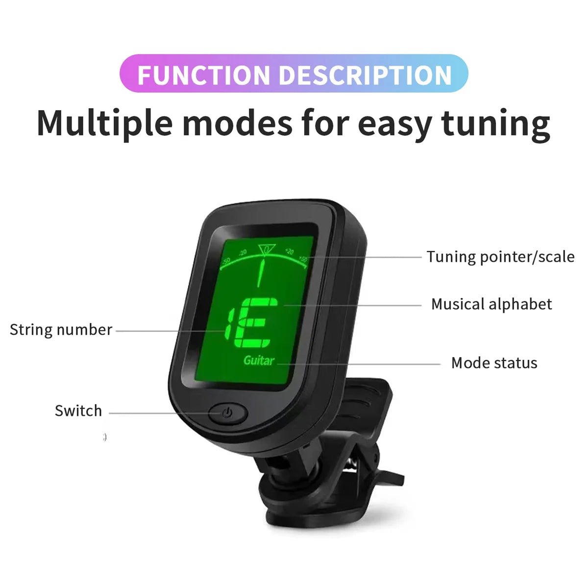 Miwayer Guitar Tuner Clip on Electronic Tuner LED Display/for Bass Ukulele Violin Mandolin All Instruments