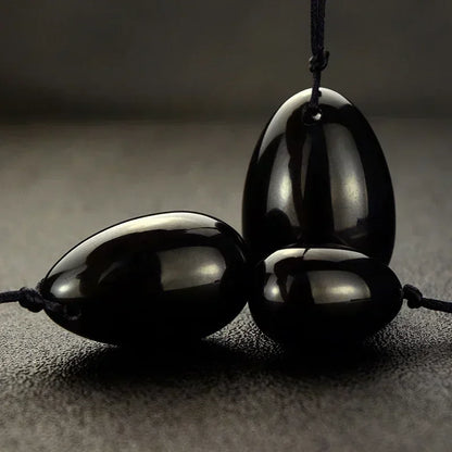 Natural Massage Crystal Stone Black Obsidian Yoni Egg for Kegel Exercise Vaginal Muscle Massage Ben Wa Balls Massage Ball